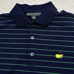 Masters Collection Pique Polo Shirt Mens Medium Green Striped Augusta Golf